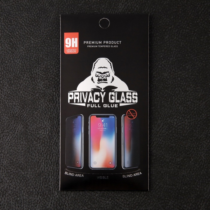 Защитное стекло для iPhone 15 Pro Max, антишпион, 9H, 0.33 мм, чёрная рамка