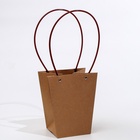 Сумка для цветов крафт влагостойкая, 17x17 - 11.5x11.5 - 20, 1 шт - фото 24389618