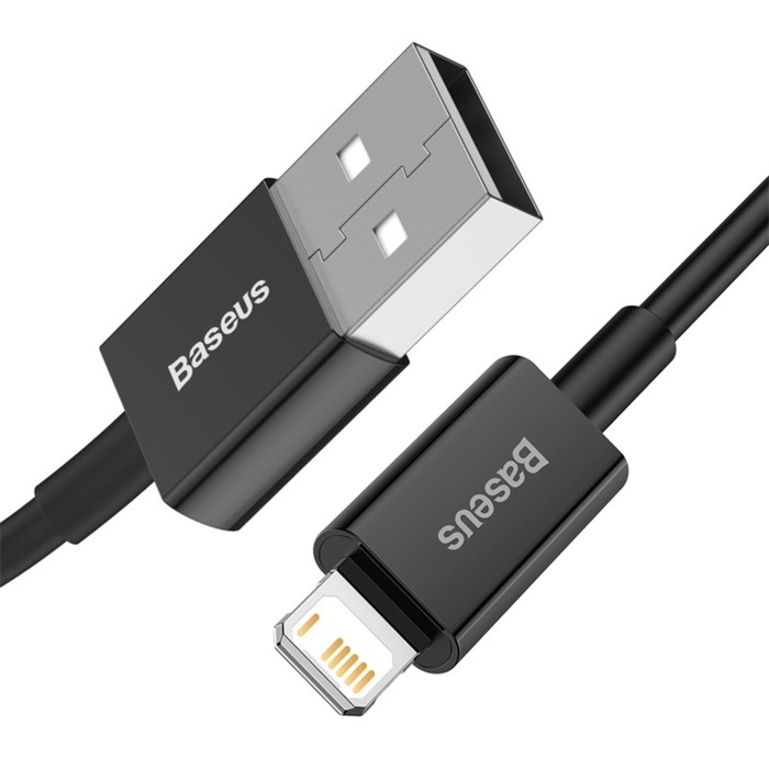 Кабель Baseus, Lightning - USB, 2.4 А, TPE оплётка, 1 м, чёрный - фото 51532456