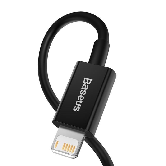 Кабель Baseus, Lightning - USB, 2.4 А, TPE оплётка, 1 м, чёрный - фото 51532457