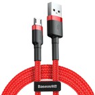 Кабель Baseus, MicroUSB - USB, 2.4 А, ПВХ оплётка, 1 м, красный - Фото 2
