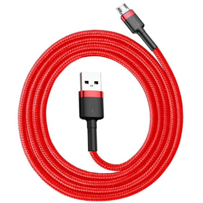 Кабель Baseus, MicroUSB - USB, 2.4 А, ПВХ оплётка, 1 м, красный - фото 51532498