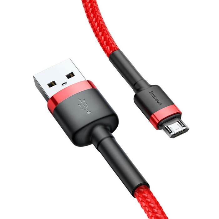 Кабель Baseus, MicroUSB - USB, 2.4 А, ПВХ оплётка, 1 м, красный - фото 51532499