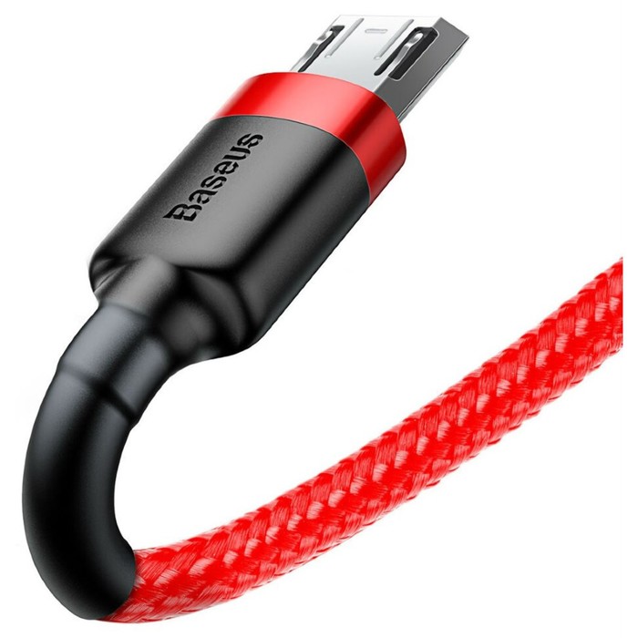 Кабель Baseus, MicroUSB - USB, 2.4 А, ПВХ оплётка, 1 м, красный - фото 51532500