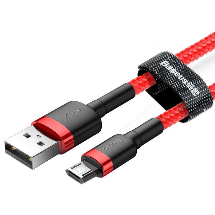 Кабель Baseus, MicroUSB - USB, 2.4 А, ПВХ оплётка, 1 м, красный - фото 51532501