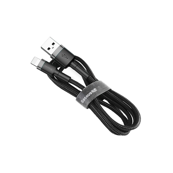 Кабель Baseus, Lightning - USB, 2.4 А, ПВХ оплётка, 1 м, чёрно-серый - фото 51532511