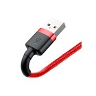 Кабель Baseus, Lightning - USB, 2.4 А, ПВХ оплётка, 1 м, чёрно-красный 9495780 - фото 13015917