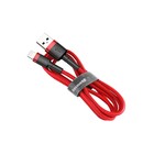 Кабель Baseus, Lightning - USB, 2.4 А, ПВХ оплётка, 1 м, чёрно-красный 9495780 - фото 13015919