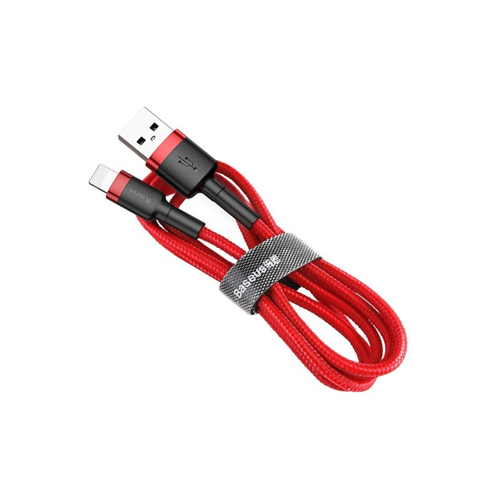 Кабель Baseus, Lightning - USB, 2.4 А, ПВХ оплётка, 1 м, чёрно-красный - фото 51532520