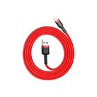 Кабель Baseus, Lightning - USB, 2.4 А, ПВХ оплётка, 1 м, чёрно-красный 9495780 - фото 13015920