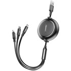 Кабель-рулетка Baseus Golden Loop, 3 в 1, microUSB/Lightning/Type-C, 3.5 А, 1.2 м, чёрный - фото 51532527 Кабель-рулетка Baseus Golden Loop, 3 в 1, microUSB/Lightning/Type-C, 3.5 А, 1.2 м, чёрный - фото 51532527
