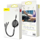 Кабель-рулетка Baseus Golden Loop, 3 в 1, microUSB/Lightning/Type-C, 3.5 А, 1.2 м, чёрный - фото 51532530 Кабель-рулетка Baseus Golden Loop, 3 в 1, microUSB/Lightning/Type-C, 3.5 А, 1.2 м, чёрный - фото 51532530