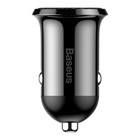 Автомобильное зарядное устройство Baseus Grain Pro, 2USB, 4.8 А, чёрное - фото 9076948