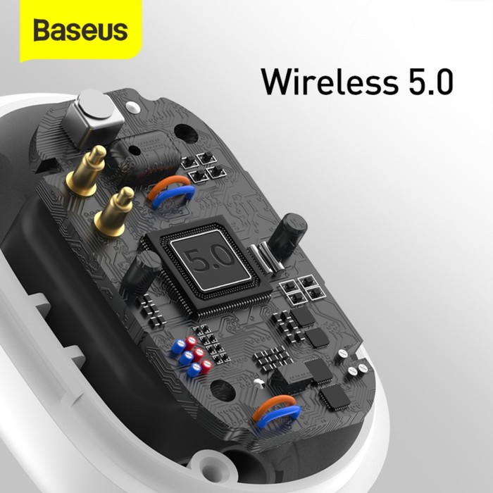 Наушники беспроводные Baseus WM01 Plus, TWS, вакуумные, BT5.0, 40/800 мАч, микрофон, белые - фото 51532754