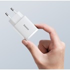 Зарядное устройство Baseus Compact Quick Charger USB+Type-C, 3A, 20W, белый - Фото 6