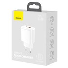 Зарядное устройство Baseus Compact Quick Charger USB+Type-C, 3A, 20W, белый - Фото 7