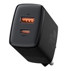 Зарядное устройство Baseus Compact Quick Charger USB+Type-C, 3A, 20W, черный - Фото 2