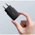 Зарядное устройство Baseus Compact Quick Charger USB+Type-C, 3A, 20W, черный - Фото 5