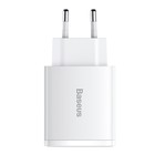Зарядное устройство Baseus Compact Quick Charger 2*USB+USB-C, 3A, 30W, белый - Фото 3
