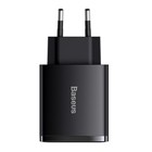 Зарядное устройство Baseus Compact Quick Charger 2*USB+USB-C, 3A, 30W, черный - Фото 3