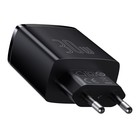 Зарядное устройство Baseus Compact Quick Charger 2*USB+USB-C, 3A, 30W, черный - фото 9077435