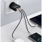 Зарядное устройство Baseus Compact Quick Charger 2*USB+USB-C, 3A, 30W, черный - фото 9077438