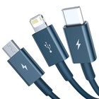 Кабель 3 в 1 Baseus, 5 А, MicroUSB/Type-C/Lightning - USB, 1.5 м, голубой - фото 51539236 Кабель 3 в 1 Baseus, 5 А, MicroUSB/Type-C/Lightning - USB, 1.5 м, голубой - фото 51539236
