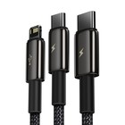 Кабель 3в1 Baseus,Tungsten Gold One-for-three, MicroUSB+Type-C+Lightning,3.5A, 1.5 м,черный - Фото 5