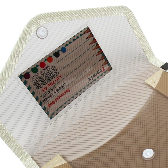 Папка-конверт на кнопке А5, 500 мкр, с расширением, горизонтальная, карман для визиток, МИКС