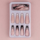 Накладные ногти для взрослых «Черно-белый френч», 24 шт, клеевые пластины, форма балерина, цвет глянцевый белый/чёрный/розовый - фото 9078196