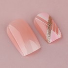 Накладные ногти «Геометрия», 24 шт, клеевые пластины, форма квадрат, цвет розовый/золостистый - Фото 5