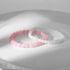 Набор браслетов шар №6 и №8 «Кварц сахарный», цвет бело-розовый - фото 12115644