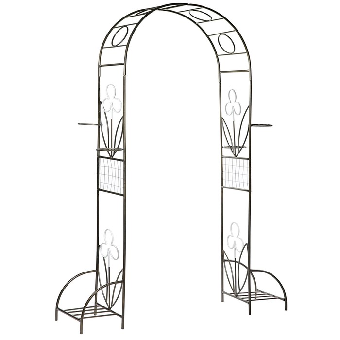 Арка садовая, разборная, 240 × 170 × 40 см, с горшками, металл, бронза, «Цветок»