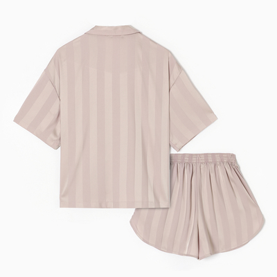 Пижама женская (рубашка, шорты) KAFTAN «Полоска», размер 40-42, бежевая