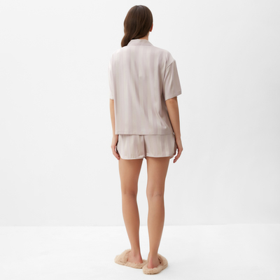 Пижама женская (рубашка, шорты) KAFTAN «Полоска», размер 40-42, бежевая