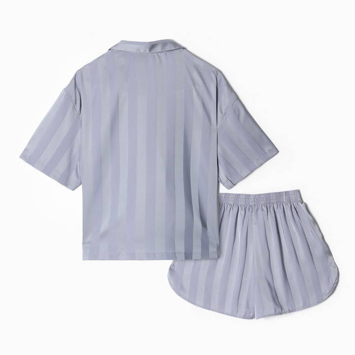 Пижама женская (рубашка и шорты) KAFTAN SILK "Полоска" р.40-42, голубой