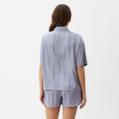 Пижама женская (рубашка, шорты) KAFTAN «Полоска», размер 48-50, голубая