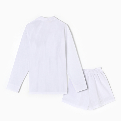 Пижама женская (рубашка, шорты) KAFTAN Linen, размер 48-50, белая