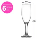 Набор бокалов для шампанского Lav Misket, 190 мл, 6 шт - Фото 2