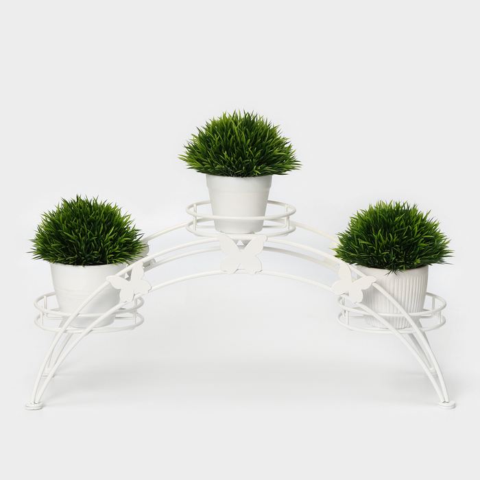 Подставка для цветов «Арка-3», d=12 см, 50×15×22 см, белый - Фото 1