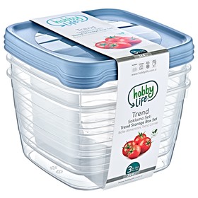 Набор пищевых контейнеров HobbyLife Trend, 4 л, 3 шт, цвет МИКС