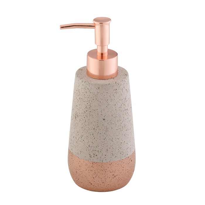 Дозатор Axentia Concrete для жидкого мыла из серой с золотом керамики, Ø 7,3 см, 180 мл