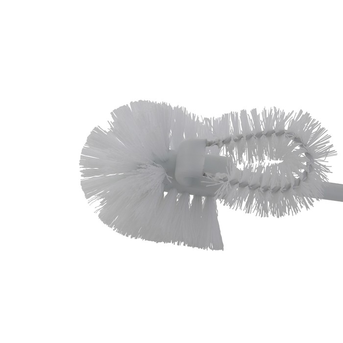 Ёршик Axentia для унитаза из белого пластика с доп щеточкой для обода, Ø 7,5 см, 37,5 см - фото 1928509199