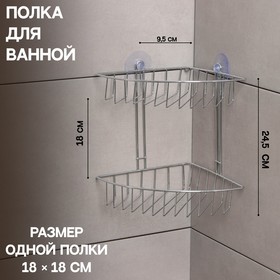 

Полка угловая 2-х ярусная Доляна, 19×19×24 см, на вакуумных присосках