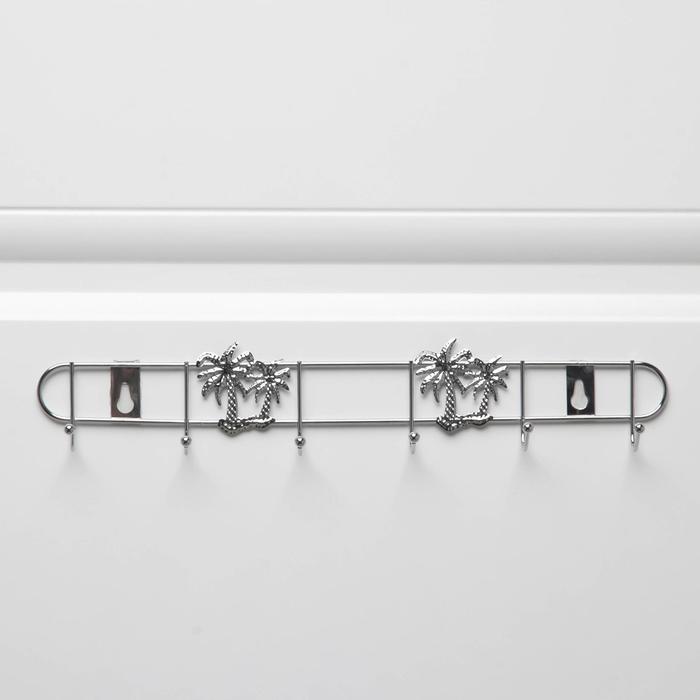 Вешалка настенная на 6 крючков Доляна «Лето», 33,5×3,5×5,5 см, цвет хром - Фото 1