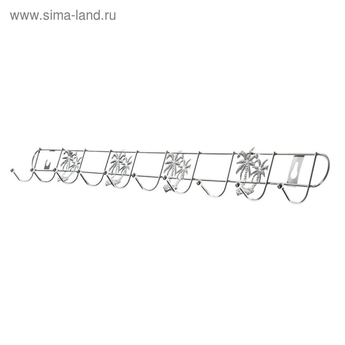 Вешалка настенная на 10 крючков Доляна «Лето», 60×3,5×5 см, цвет хром - Фото 1