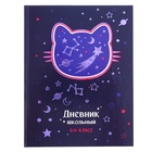 Дневник для 5-11 классов, 48 листов "Космо кот", твёрдая обложка, глянцевая ламинация, тиснение фольгой - фото 3305254