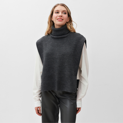 Джемпер - пончо женский MINAKU: Casual collection, светло-серый, размер 46