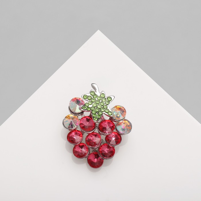 Брошь «Гроздь» винограда маленькая, цветная в серебре - Фото 1