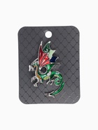 Брошь "Дракон" с сердечком, цветная в серебре - фото 809301579